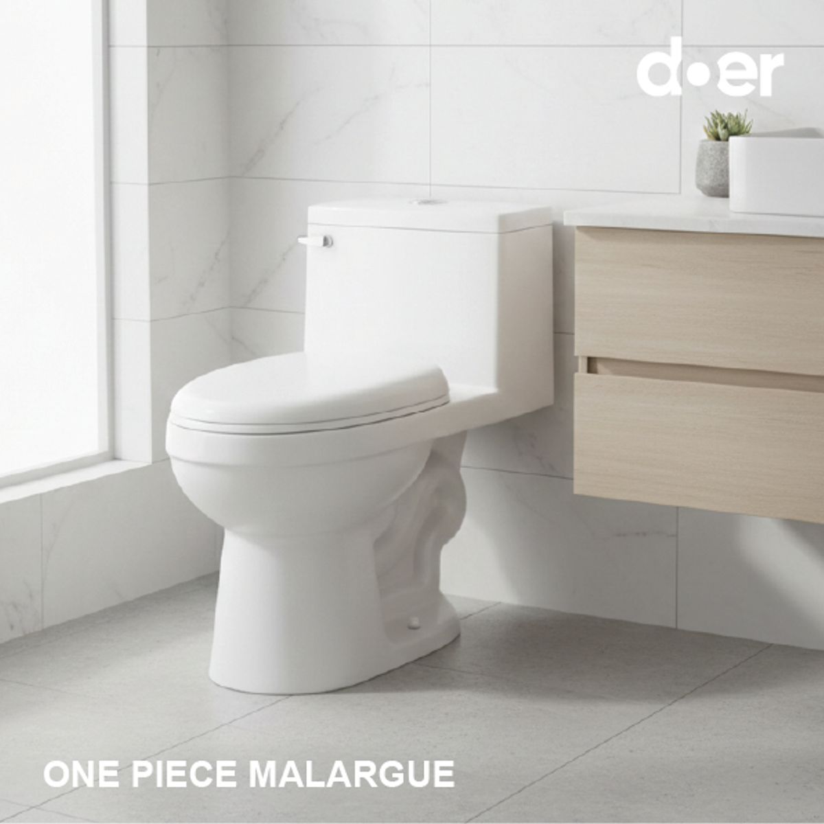 DOER - Wc One Piece Malargue Certificado, 4/6 litros, Descarga a Piso distancia 20.5cm