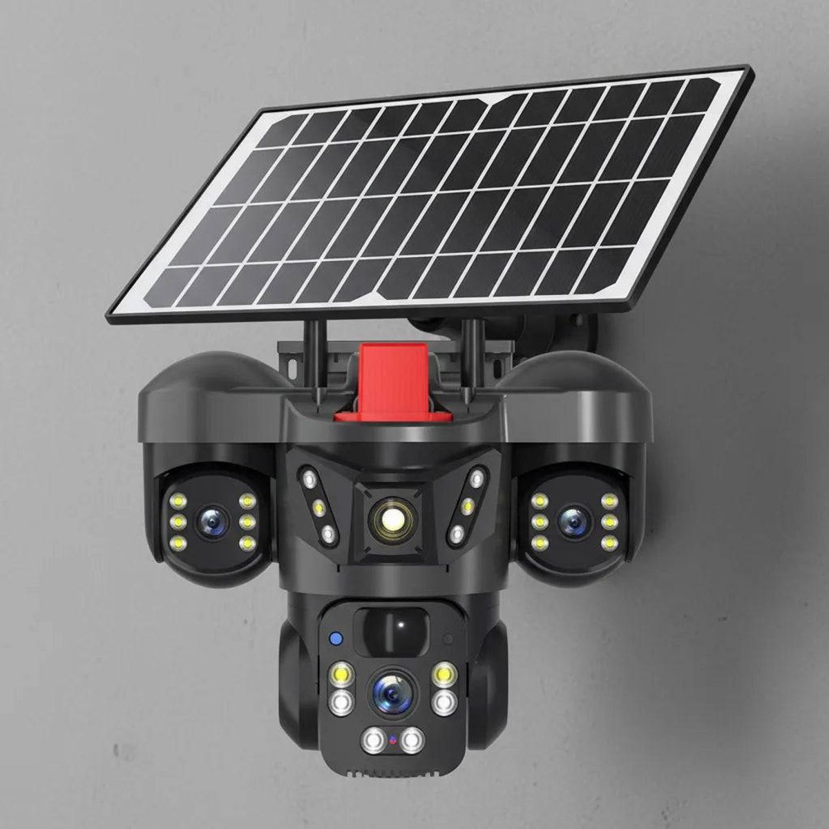 GENERICO - Cámara Solar WiFi Triple Lente PTZ HD Exterior  Seguridad 247 Sin Cableado