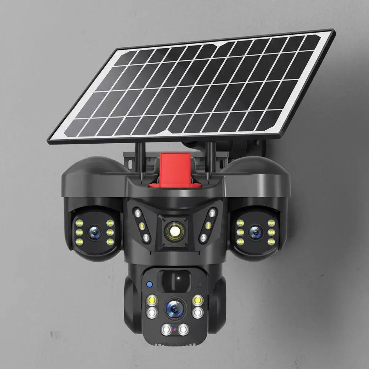 GENERICO - Cámara Solar WiFi Triple Lente PTZ HD Exterior  Seguridad 247 Sin Cableado