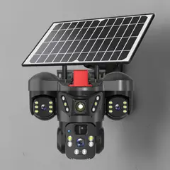 GENERICO - Cámara Solar WiFi Triple Lente PTZ HD Exterior Seguridad 247 Sin Cableado