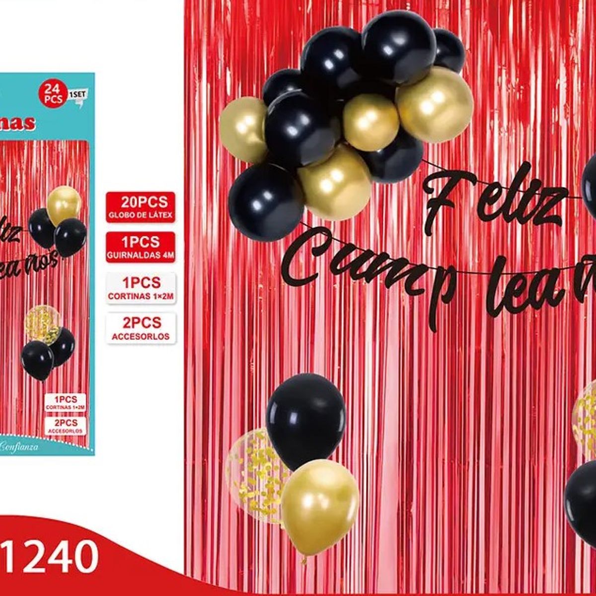 GENERICO - Set de decoracion feliz cumpleaños colores 24pcs