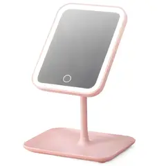 GENERICO - Espejo Rosa Maquillaje Luz Led Ajustable 3 Tonos Recargable Usb