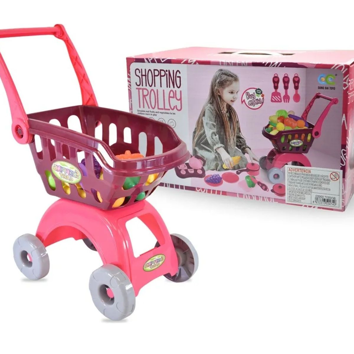 GENERICO - Juego Carro De Supermercado Con Frutas Y Verduras
