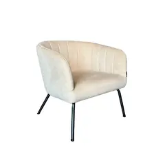 BROOKMAN - Poltrona Jacob Tela Beige Estructura Metálica Negra