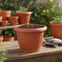 GENERICO - Macetero Plástico Redondo Terracota 25.5cm 2 pcs