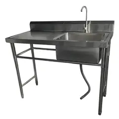 GENERICO - Lavafondos Acero Inox. 120x60x90 cm. Secador izquierdo