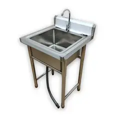 GENERICO - Lavafondo Acero Inoxidable 60x60 cm con Grifería para Cocina Industrial o Doméstica