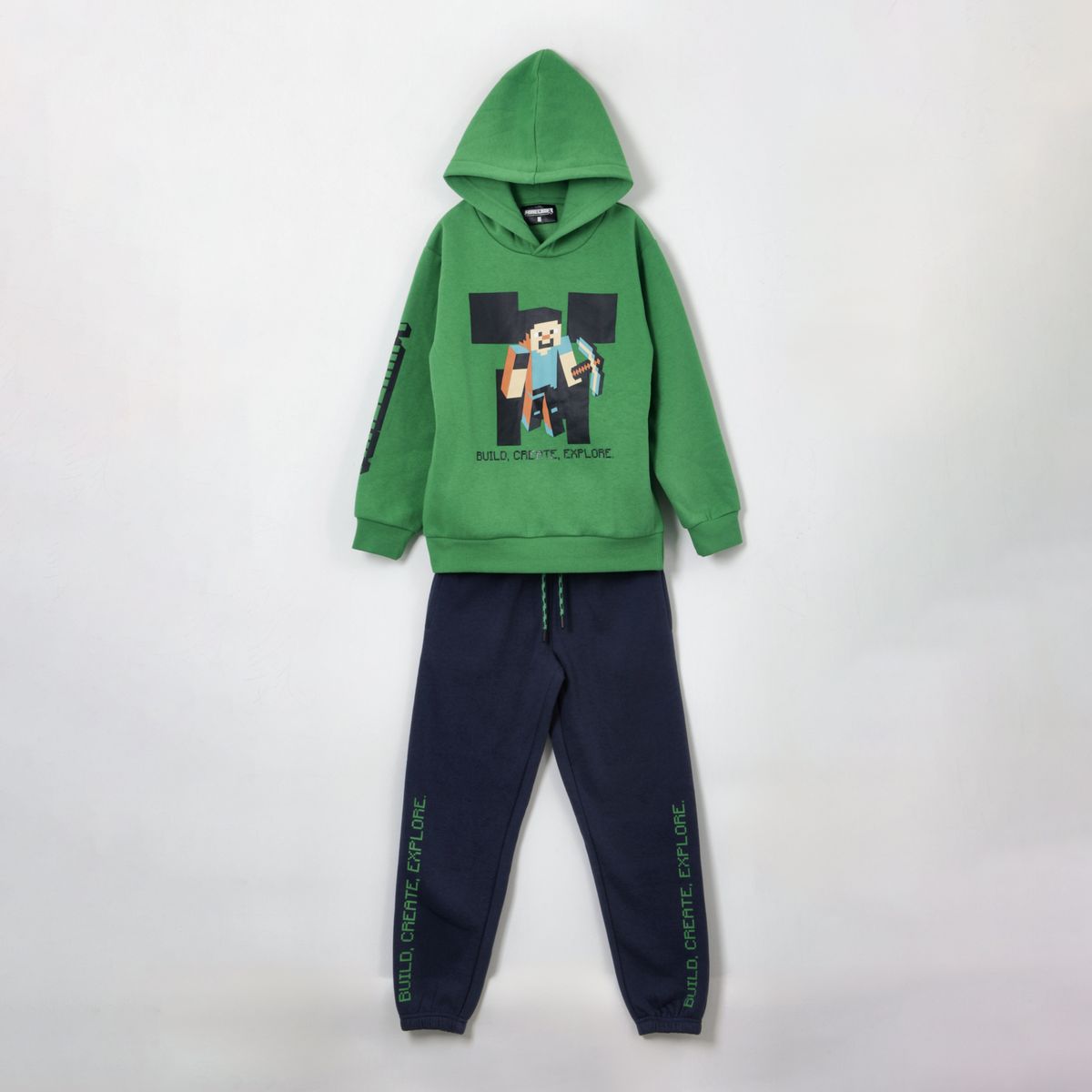 MINECRAFT - Conjunto Buzo Niño Verde Build Create Explore Minecraft