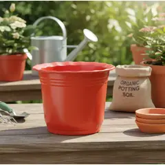 GENERICO - Set x6 Macetero Plástico Rojo Redondo