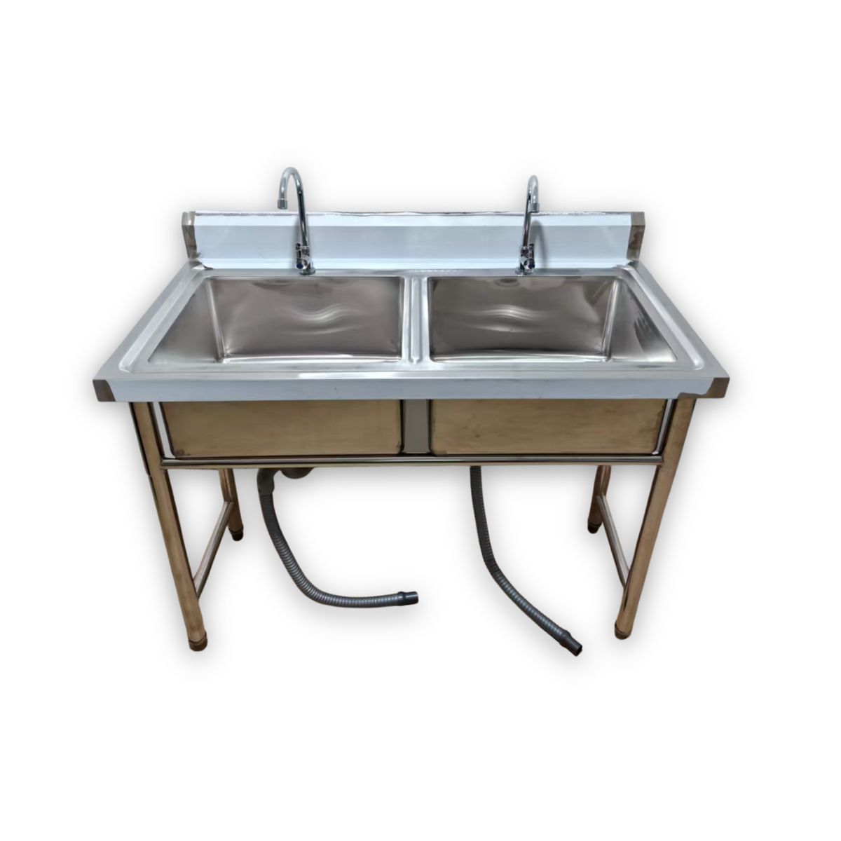 GENERICO - Lavafondo Doble Acero Inoxidable 120x60 cm  y Grifería para Cocina Industrial