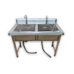 GENERICO - Lavafondo Doble Acero Inoxidable 120x60 cm y Grifería para Cocina Industrial