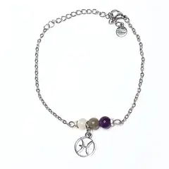 GENERICO - Pulsera Signo Piscis con dije de acero