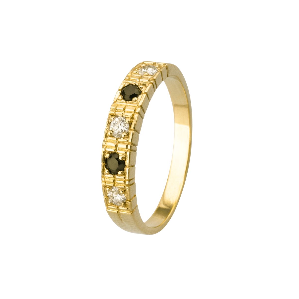 JB JOYAS BARON - Anillo Oro 18kt /Platino Quintillo de Circonitas con Contraste