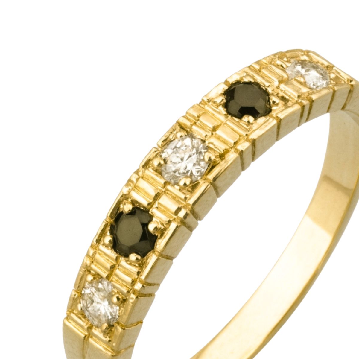 JB JOYAS BARON - Anillo Oro 18kt /Platino Quintillo de Circonitas con Contraste