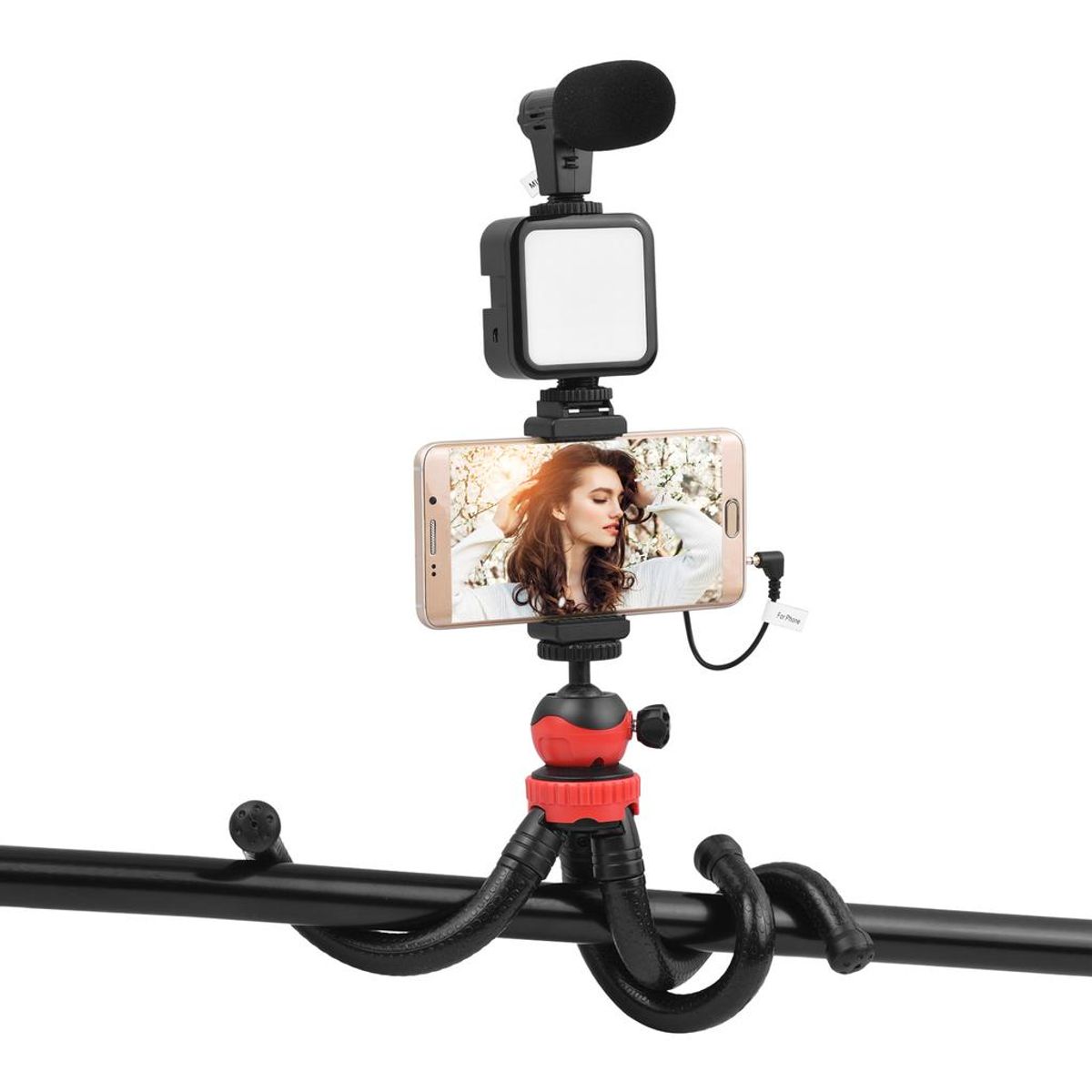 GENERICO - Kit De Grabación Estabilizador Aro Luz Y Micrófono Trípode