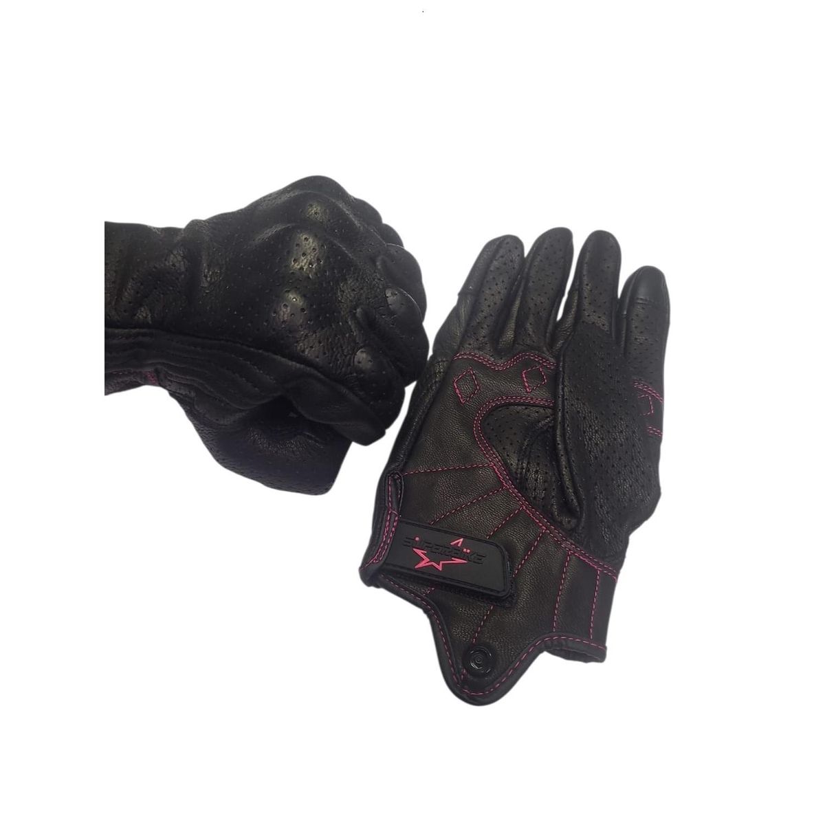 ICON - Guantes de Cuero Para Mujer Moto Touch Talla M