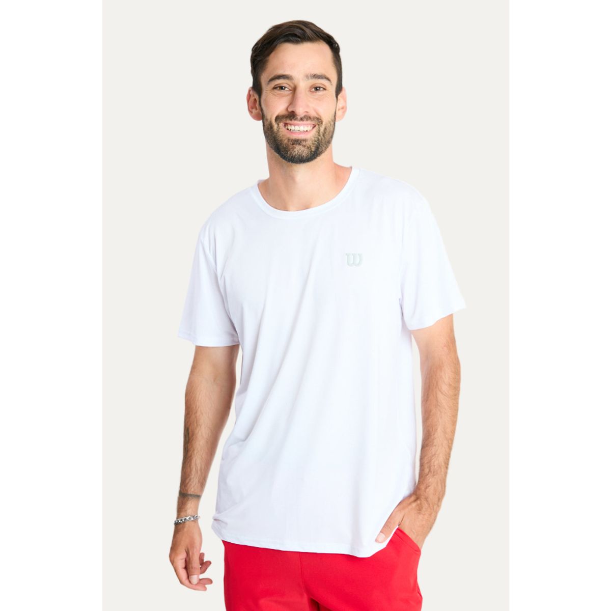WILSON - Polera Deportiva Hombre Blanca Wilson