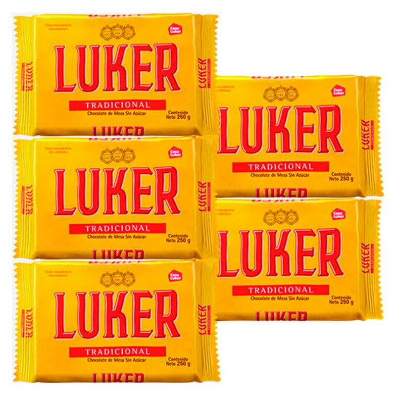 LUKER - Pack 5 Un. Chocolate Luker Amargo Bloque 250 Gr