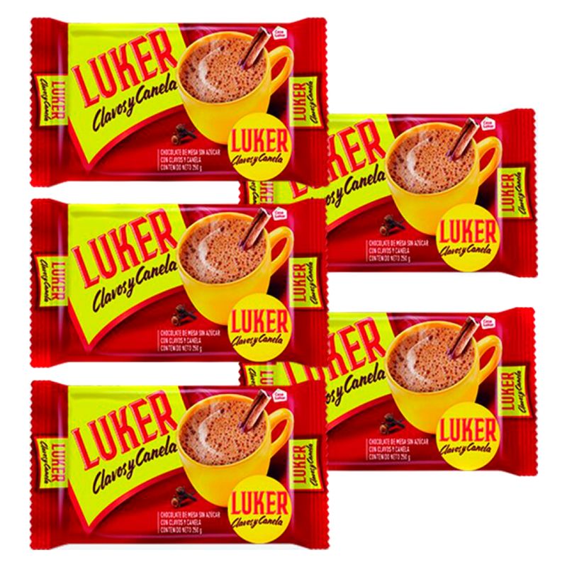 LUKER - 5 Un.Chocolate Luker Clavos Y Canela Bloque 250 Gr