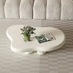 SANTU HOME & DECO - Mesa de Centro Irregular Blanca