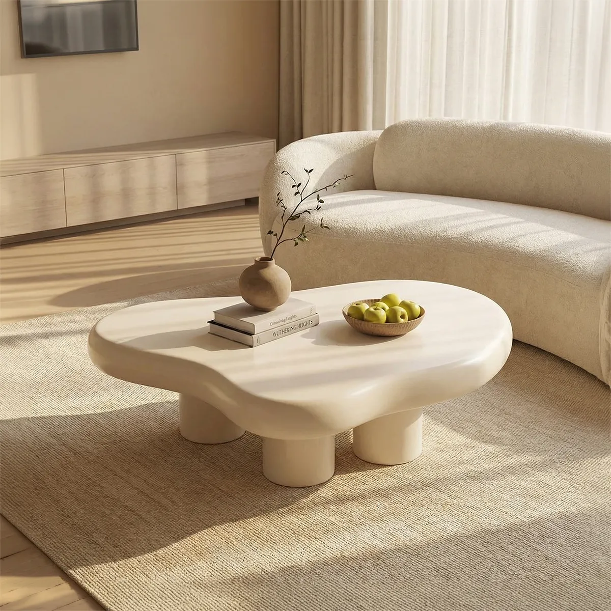 SANTU HOME & DECO - Mesa de Centro Irregular Blanca