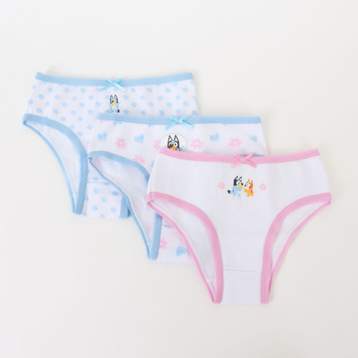BLUEY - Tripack Calzón Niña Blanco Full Print Flores Bluey