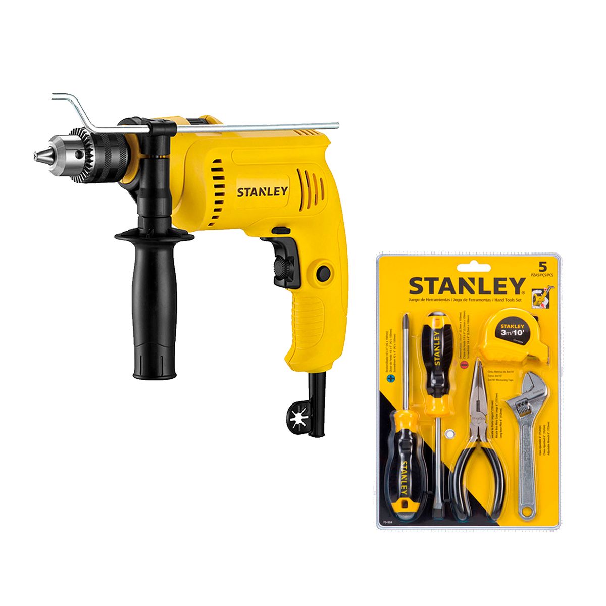STANLEY - Kit taladro percutor 600W+set manuales STANLEY SDH600-70-884