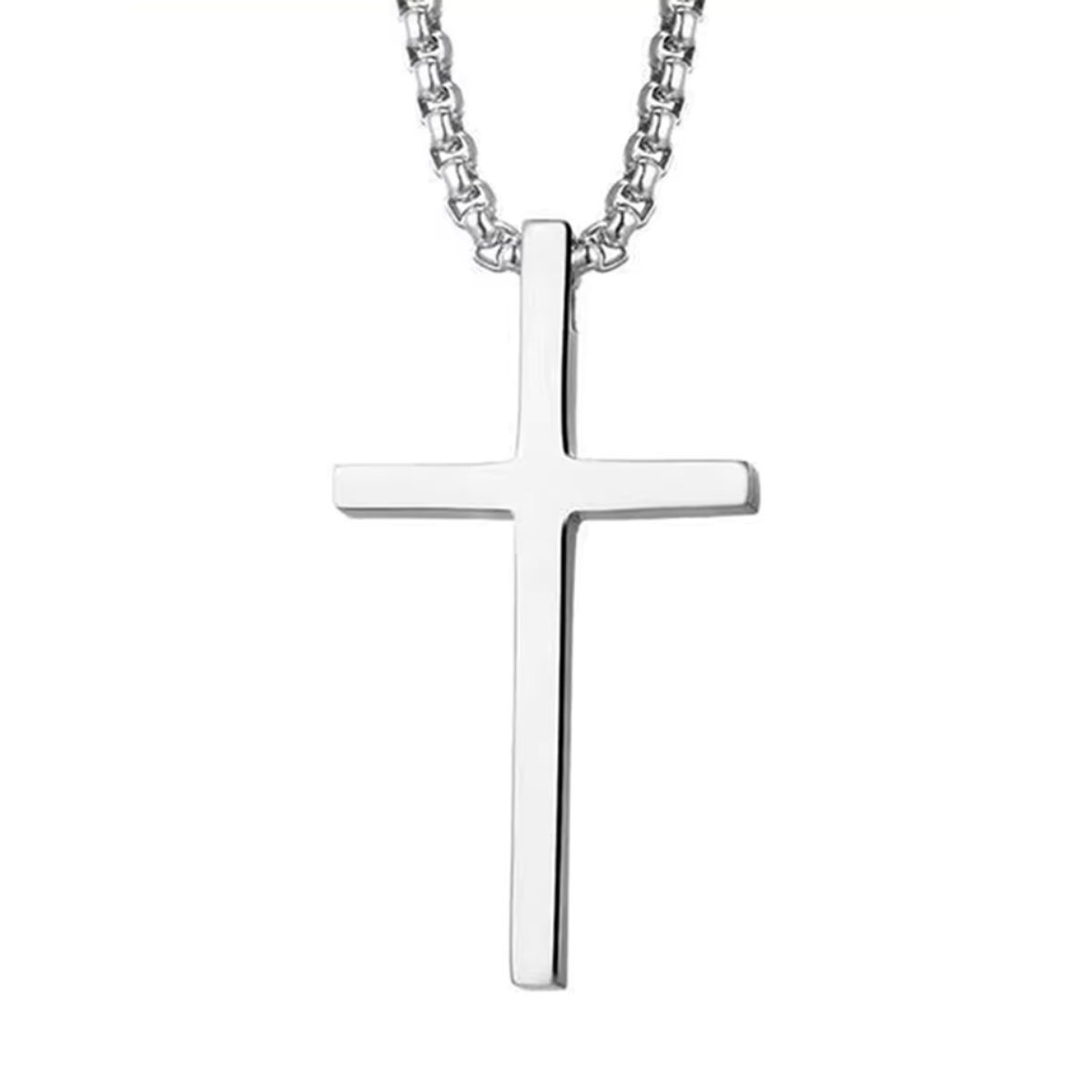 GENERICO - Collar De Cruz Acero 55 cm