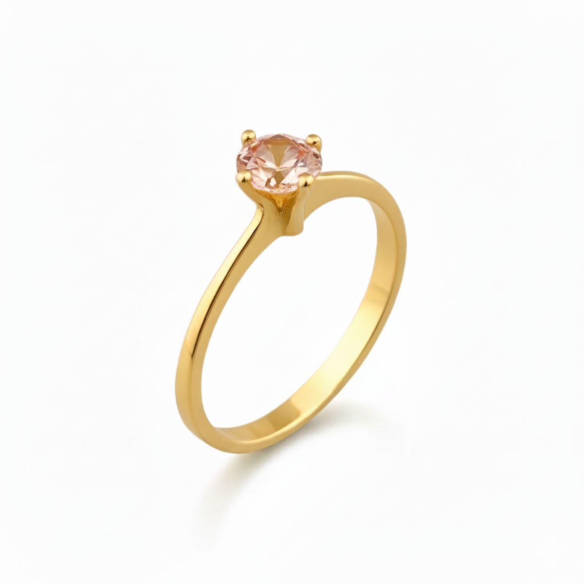 JB JOYAS BARON - Anillo Oro 18kt Solitario Clásico Circonita Rosa