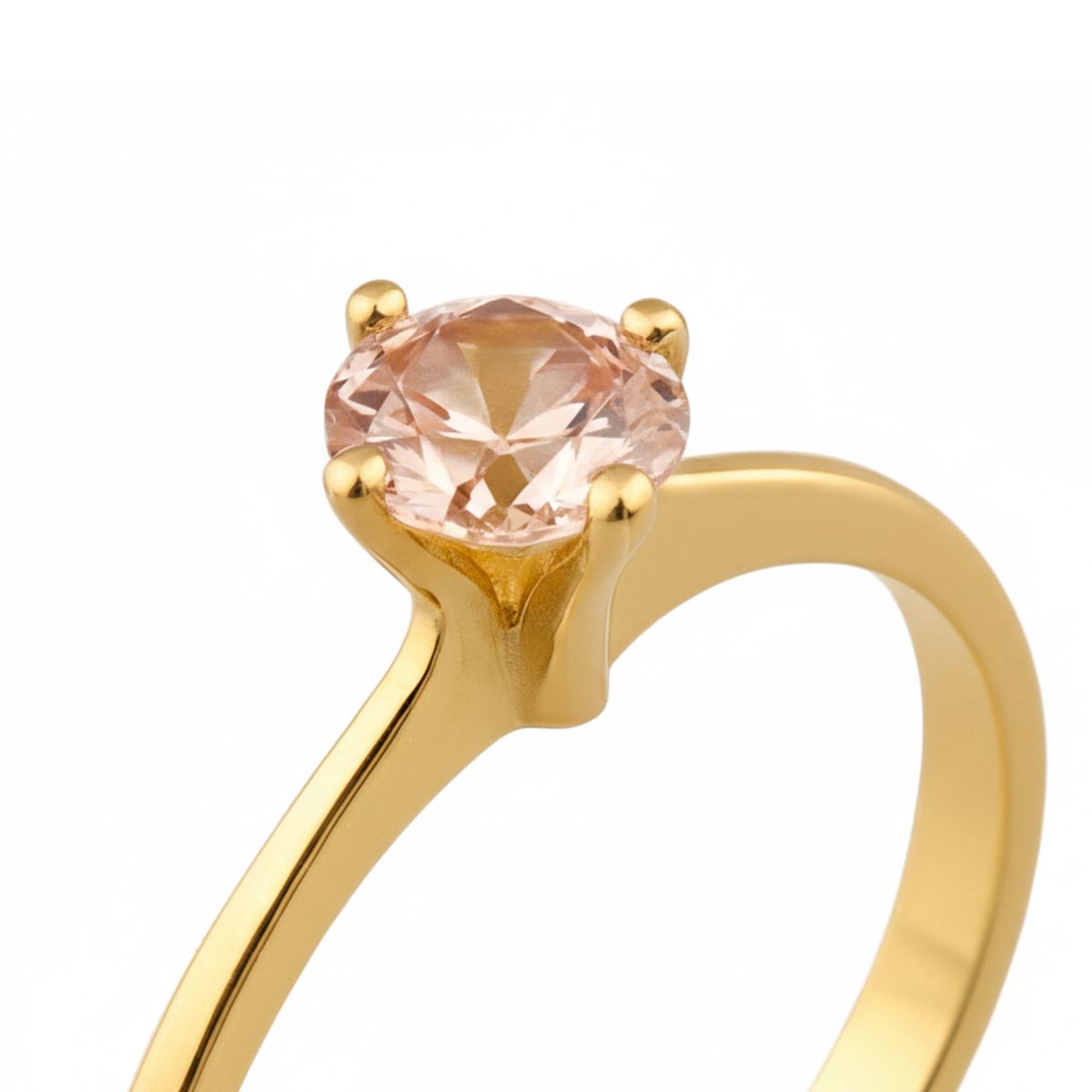 JB JOYAS BARON - Anillo Oro 18kt Solitario Clásico Circonita Rosa