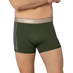 LEO - Bóxer corto con tecnología de ajuste perfecto en microfibra 033127 Verde Elástico Dorado