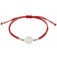 TODOJOYAS - Pulsera Plata 925 Hilo Rojo Trenzado Bolitas San Benito