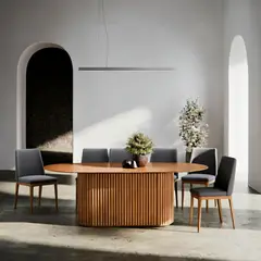 MILK - Juego De Comedor Ciccio + 6 Sillas Foley Gris