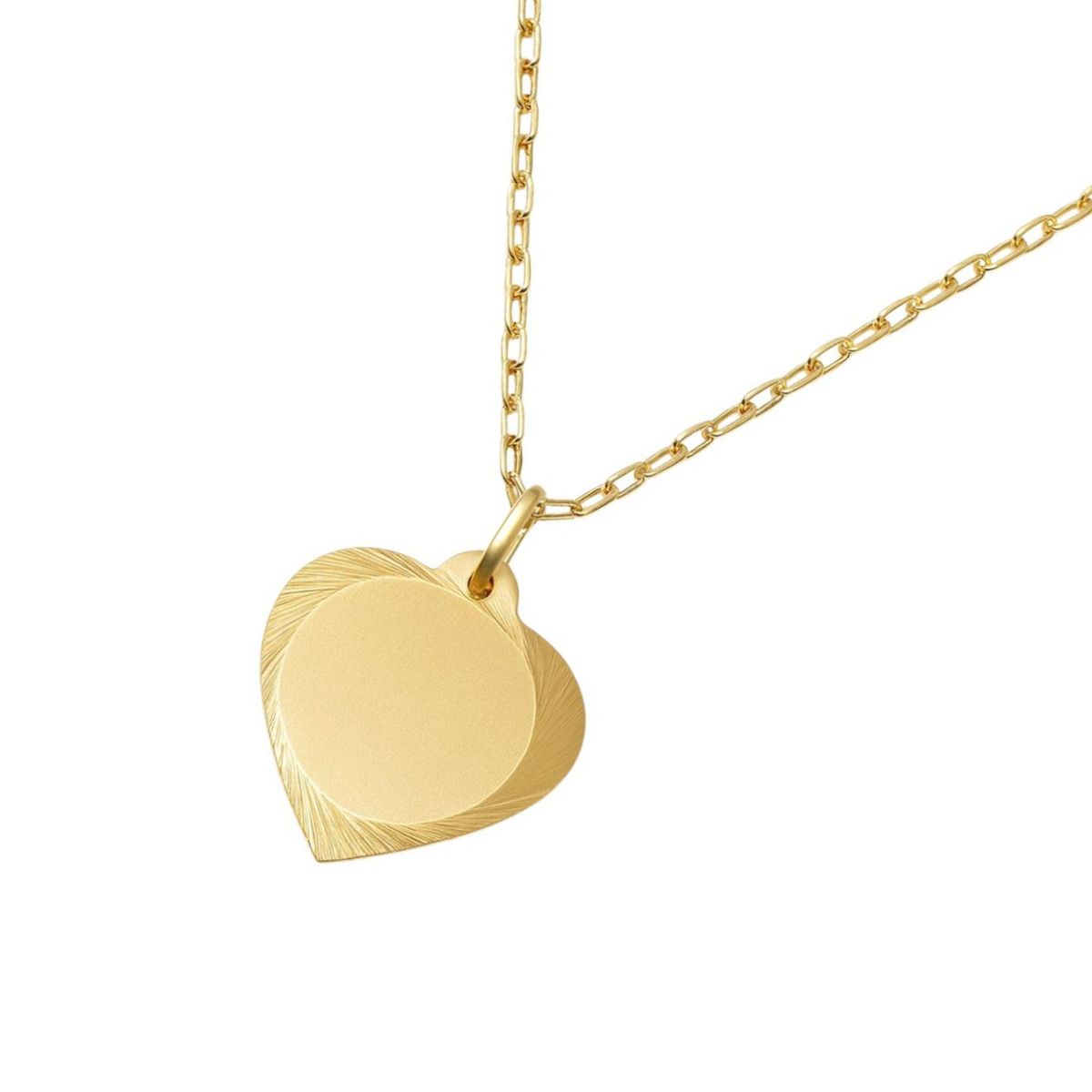 JB JOYAS BARON - Colgante Oro Miel 18kt Placa Corazón BordeTallado