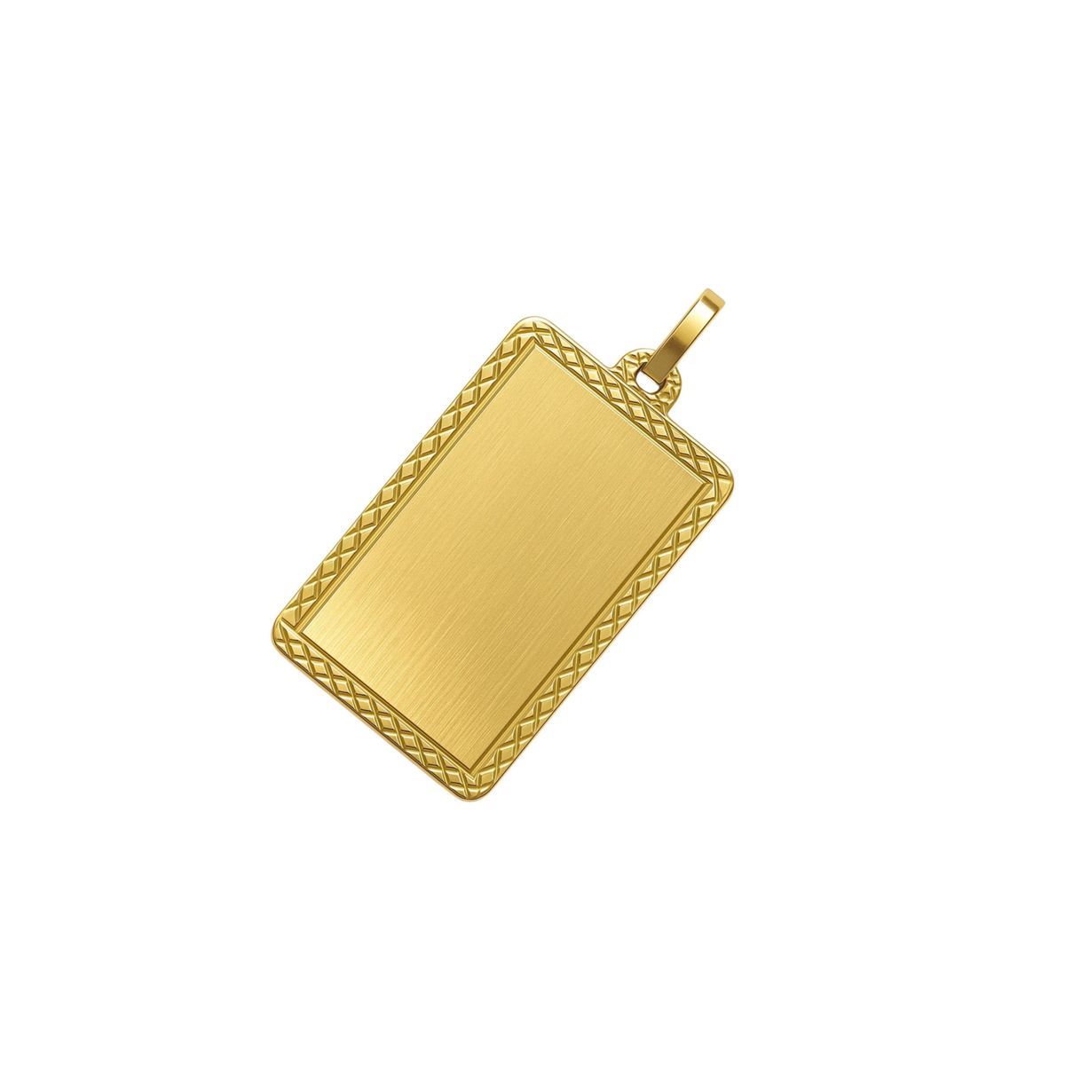 JB JOYAS BARON - Colgante Oro Miel 18kt Placa Rectangular Borde Diamantado
