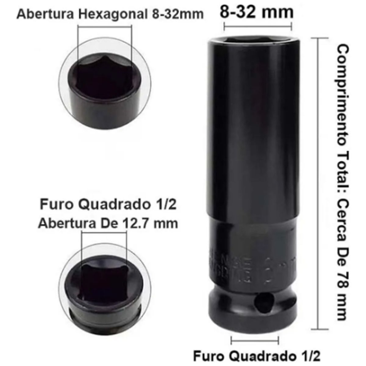 GENERICO - Juego Dados Largos De Impacto 8-24 Mm 10 Piezas