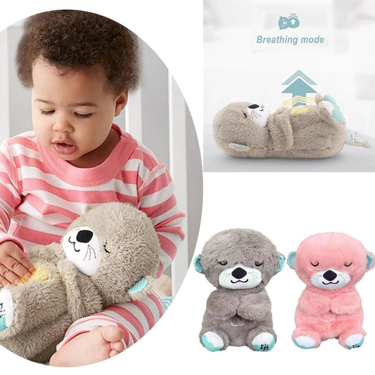 GENERICO - Nutria Peluche apego respiración luces control de ansiedad Rosada