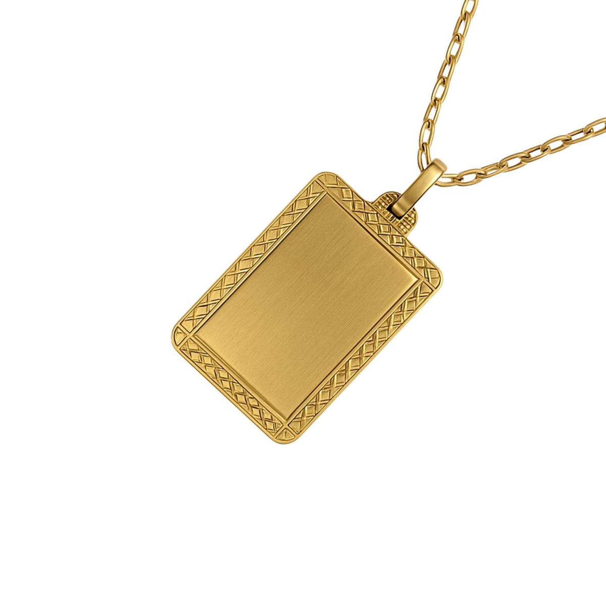 JB JOYAS BARON - Colgante Oro Miel 18kt Placa Borde Diamantado