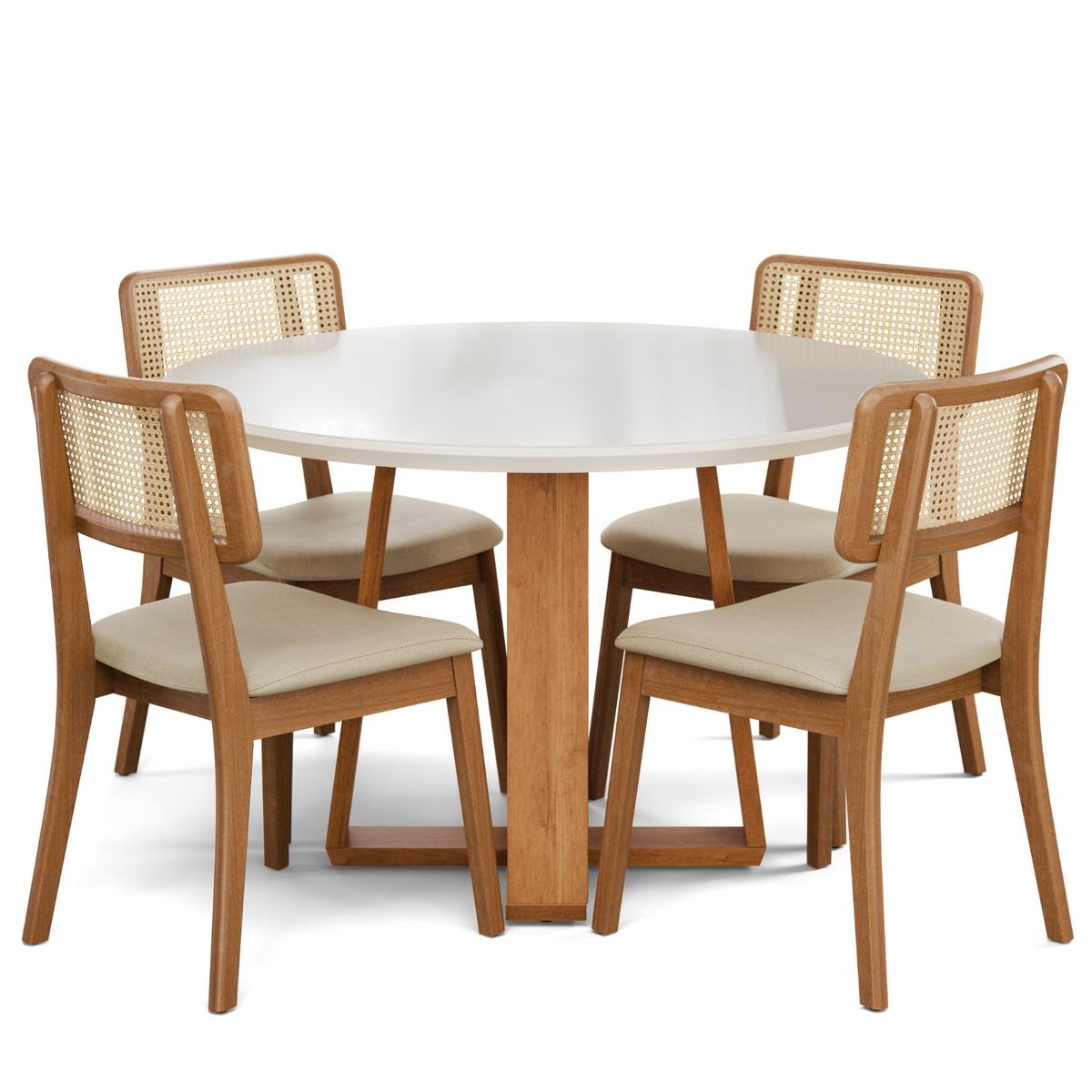 MILK - Mesa Comedor Cameo Blanco Y Natural
