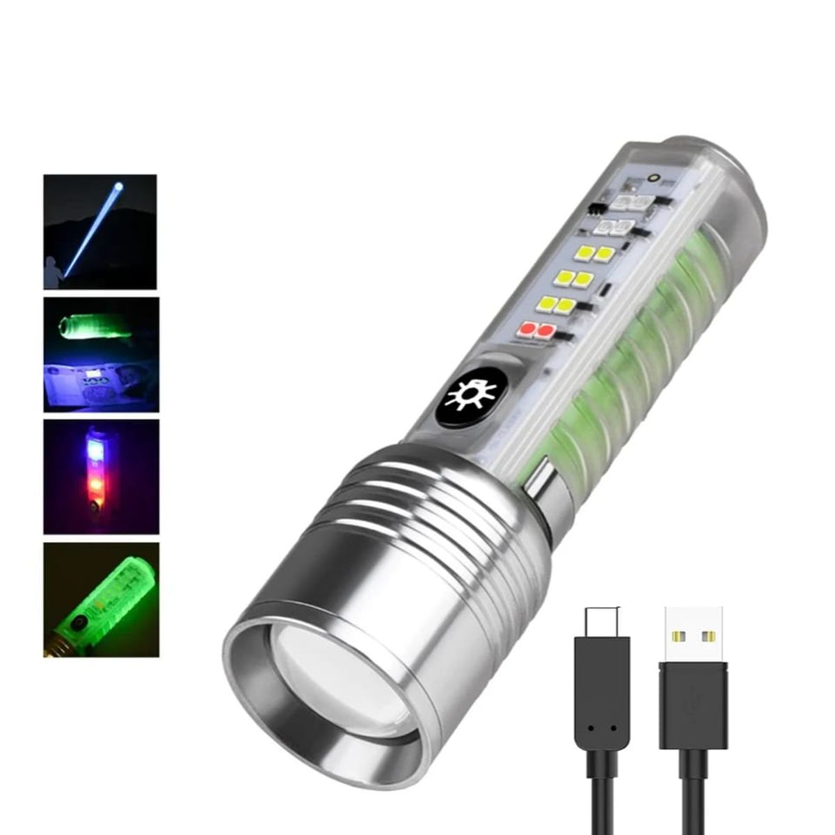 IRM - Mini Linterna Led Táctica Con Zoom Largo Alcance