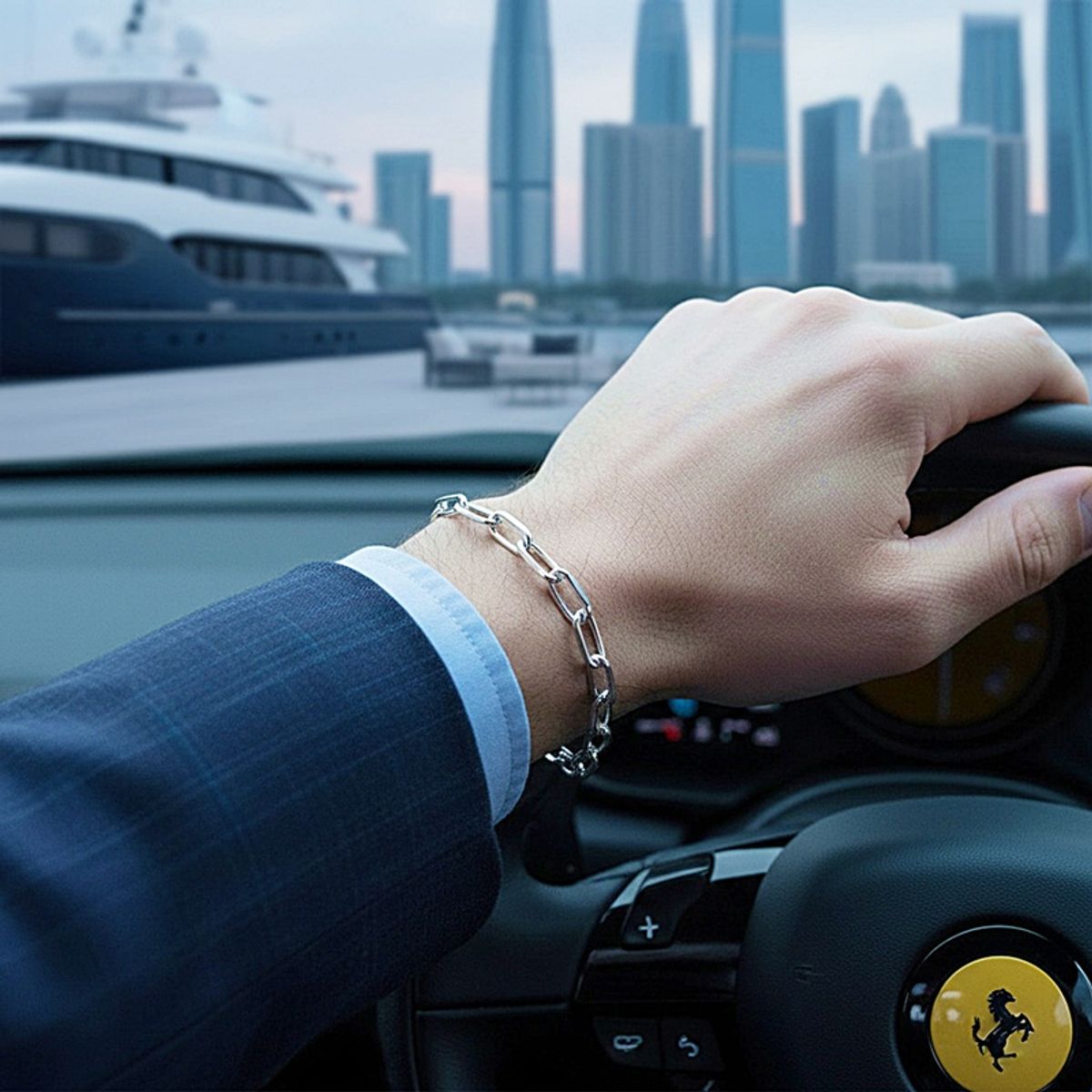 JOYAS MYTOKE - Pulsera Hombre Plata 950 Eslabon Redondeado Gruesa