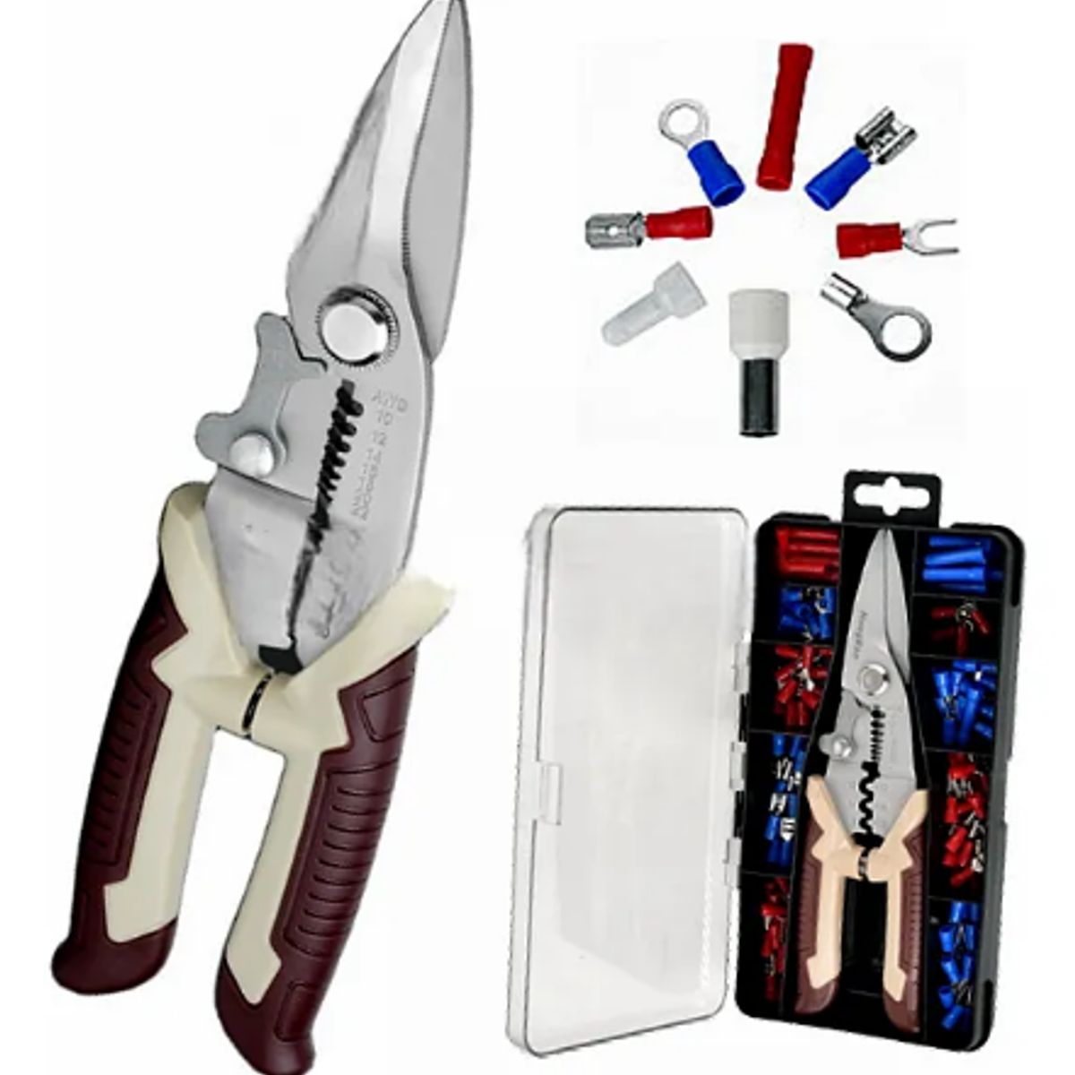 Alicate Pelacable Cortacable Tijera Con Estuche Y Terminales, marca GENERICO - Foto Principal