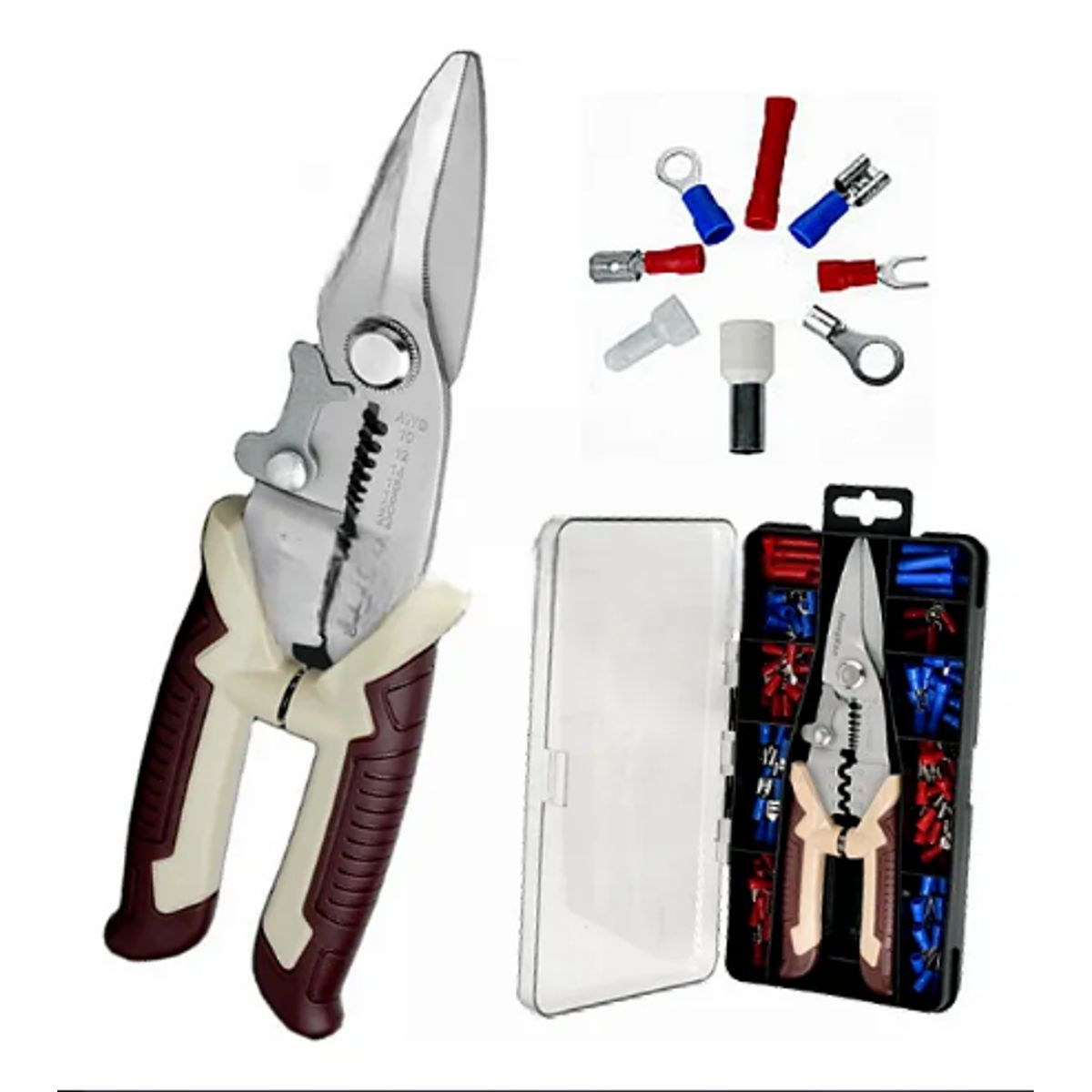 Alicate Pelacable Cortacable Tijera Con Estuche Y Terminales, marca GENERICO - Foto Principal