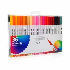 GENERICO - Plumones Punta Doble 36 Colores