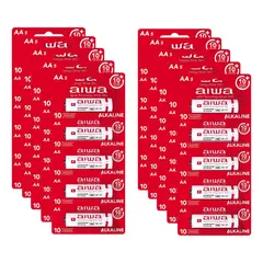 AIWA - Pack 50 Pilas Alcalinas Aa Lr6 Tira Caja 50 Unidades