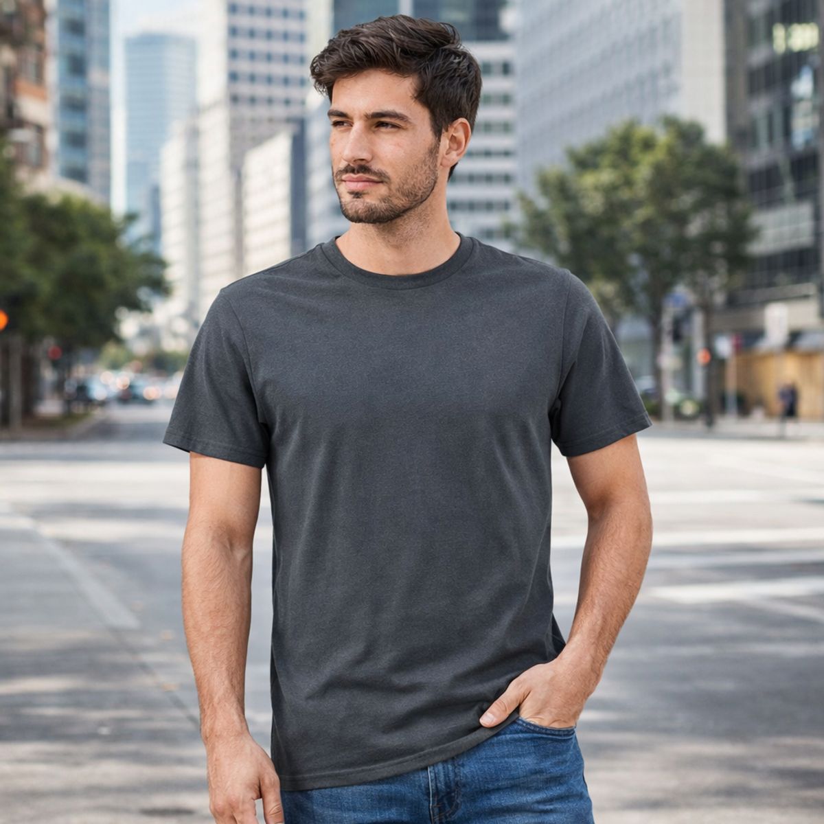 CREA PRINT - POLERA 100 % ALGODON MC HOMBRE CUELLO REDONDO