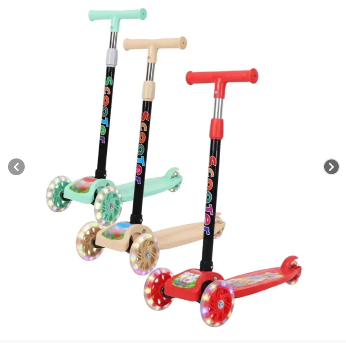 GENERICO - SCOOTER MONOPATÍN AJUSTABLE LUZ LED 3 RUEDAS COLOR ROJO