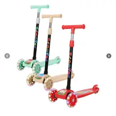 GENERICO - SCOOTER MONOPATÍN AJUSTABLE LUZ LED 3 RUEDAS COLOR ROJO