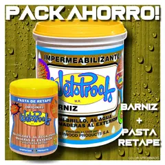 WETPROOF - BARNIZ MADERA EXTERIOR WET PROOF® OLIVA 1 GL + PASTA RETAPE WET PROOF® OLIVA 1-2 KG PACK AHORRO