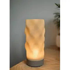 GENERICO - Lámpara de Mesa LED USB 20 cm – Diseño Waves Minimalista Impresa en 3D